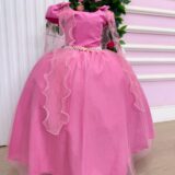 Vestido Infantil Longo Banana Club Diamante Rosa Chiclete