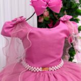 Vestido Infantil Longo Banana Club Diamante Rosa Chiclete