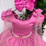 Vestido Infantil Longo Banana Club Diamante Rosa Chiclete