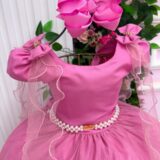Vestido Infantil Longo Banana Club Diamante Rosa Chiclete