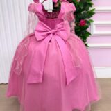 Vestido Infantil Longo Banana Club Diamante Rosa Chiclete