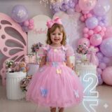 Vestido Infantil Jardim Encantado Marie Rosa Flores Modelo 2