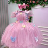 Vestido Infantil Jardim Encantado Marie Rosa Flores Modelo 2