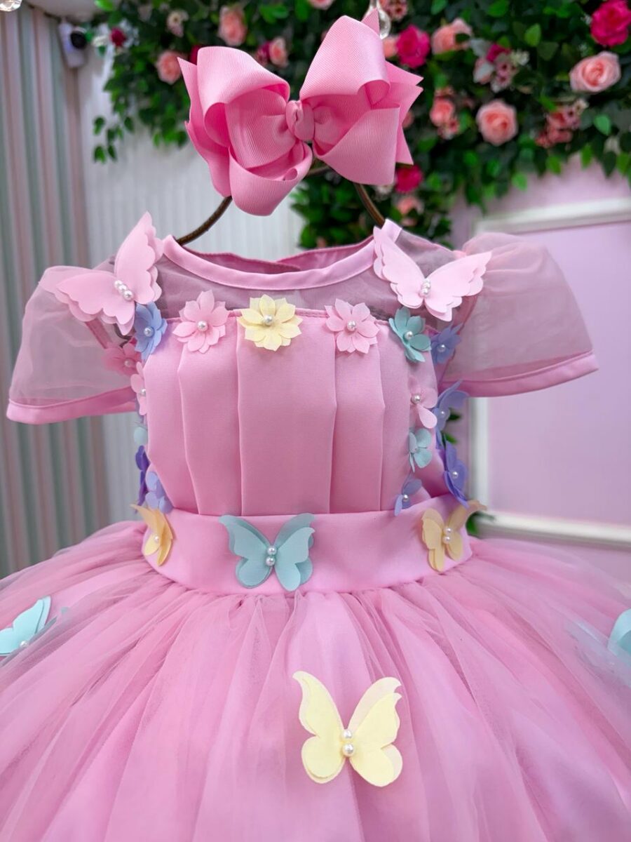 Vestido Infantil Jardim Encantado Marie Rosa Flores Modelo 2