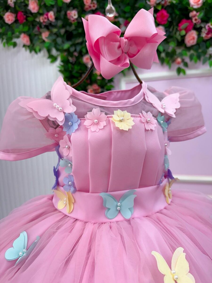 Vestido Infantil Jardim Encantado Marie Rosa Flores Modelo 2