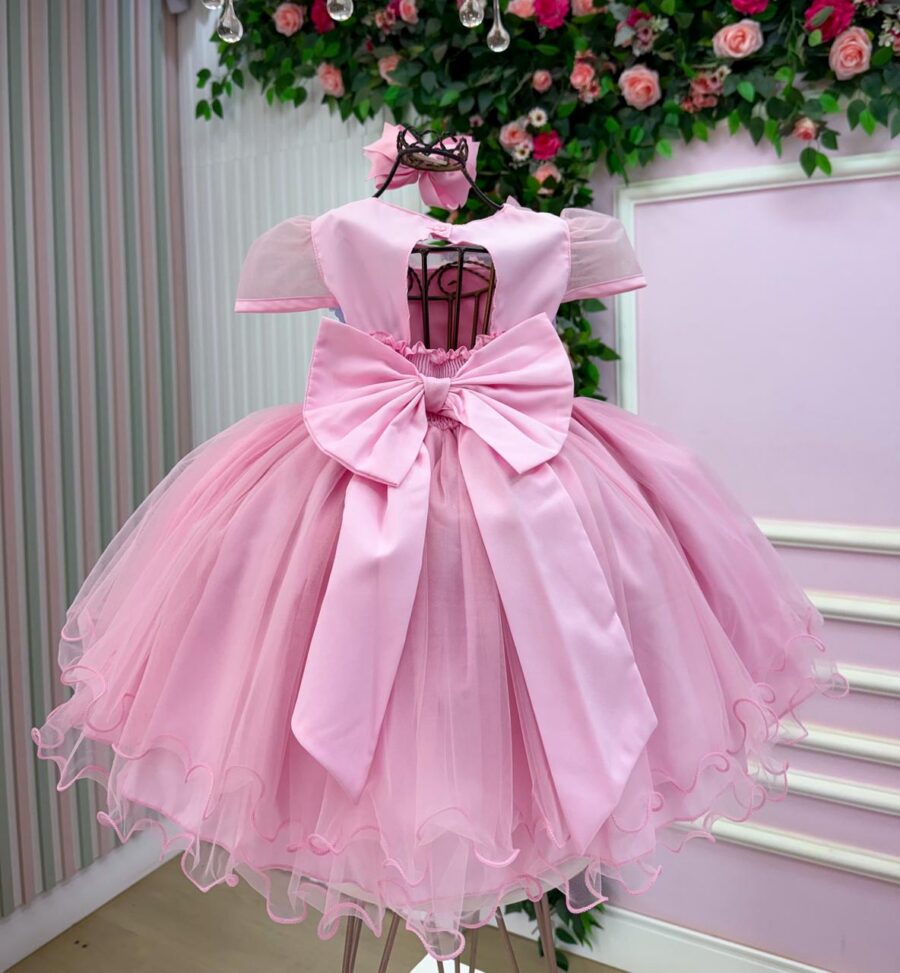 Vestido Infantil Jardim Encantado Marie Rosa Flores Modelo 2