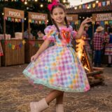 Vestido Junino Infantil Marie São João Encantado Rosa
