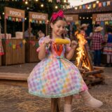 Vestido Junino Infantil Marie São João Encantado Rosa