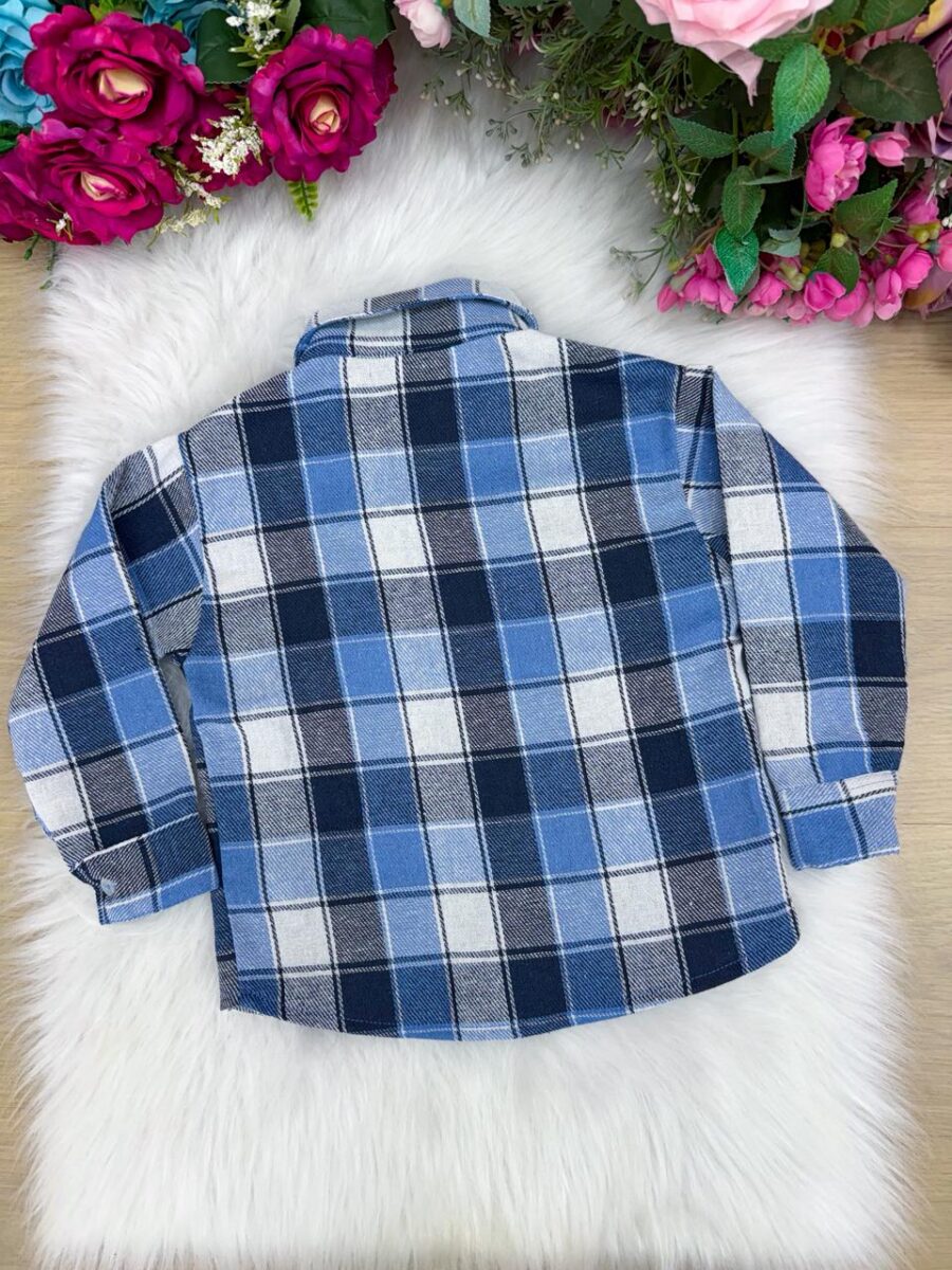 Camisa Flanelada Xadrez Junina Infantil James Azul