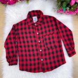 Camisa Flanelada Xadrez Junina Infantil Jason Vermelha