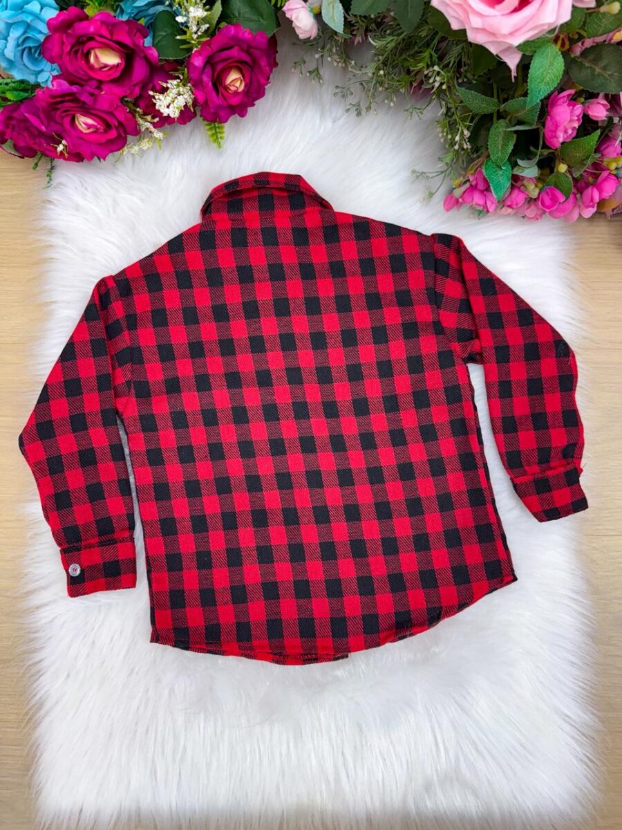 Camisa Flanelada Xadrez Junina Infantil Jason Vermelha