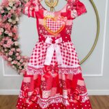 Vestido Junino Infantil Caipira Xadrez Vermelho São João