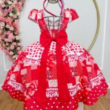 Vestido Junino Infantil Caipira Xadrez Vermelho São João