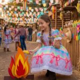 Vestido Junino Infantil Marie Arraiá da Paz Lilás