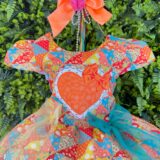 Vestido Junino Infantil Caipira São João Colorido Laranja