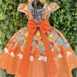 Vestido Junino Infantil Caipira São João Colorido Laranja