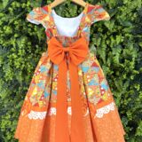 Vestido Junino Infantil Caipira São João Colorido Laranja