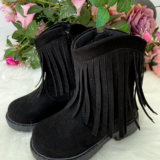 Bota Infantil StarPink Love Texana com Franjas Preta