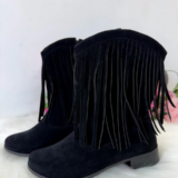 Bota Infantil StarPink Love Texana com Franjas Preta
