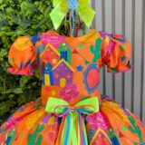 Vestido Junino Infantil Arraiá Laranja Festa São João
