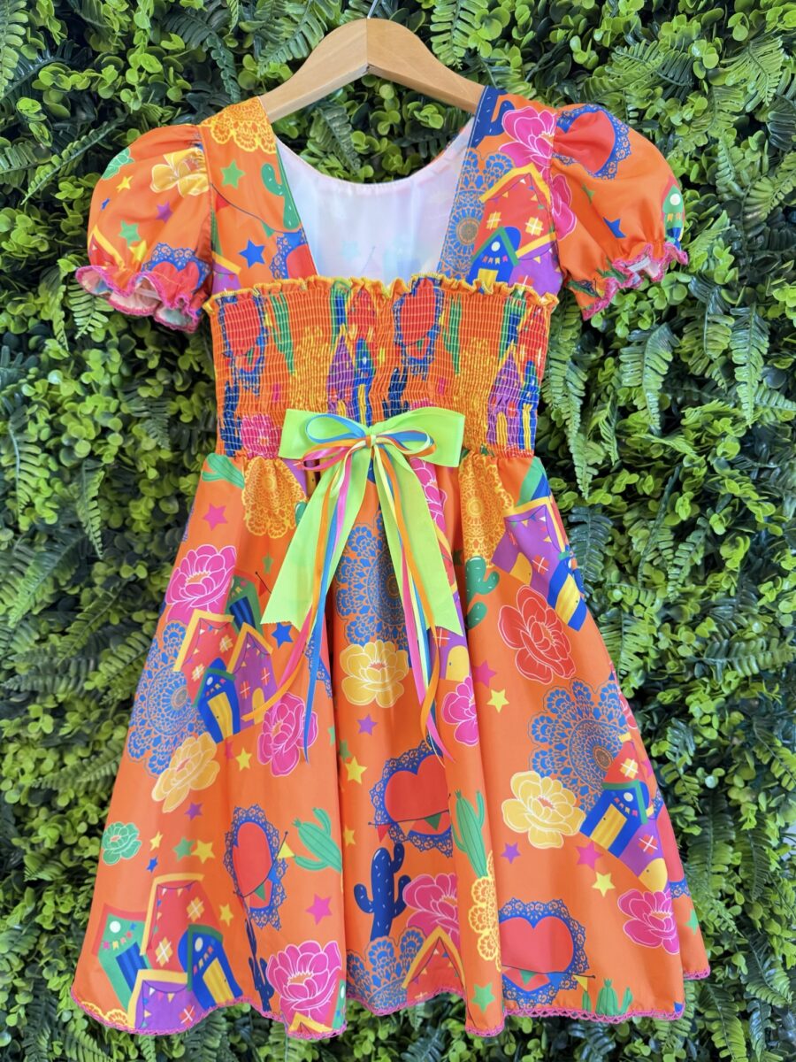 Vestido Junino Infantil Arraiá Laranja Festa São João