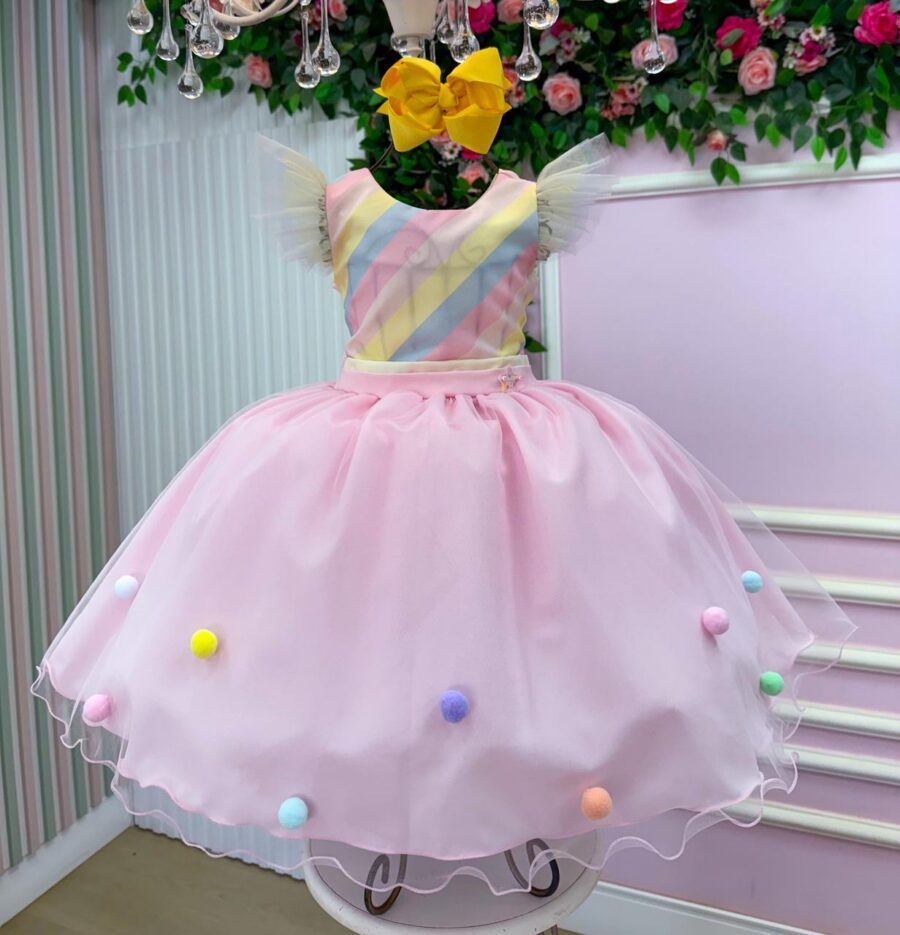 Vestido Infantil Temático Circo Candy Mini Miss Pompons