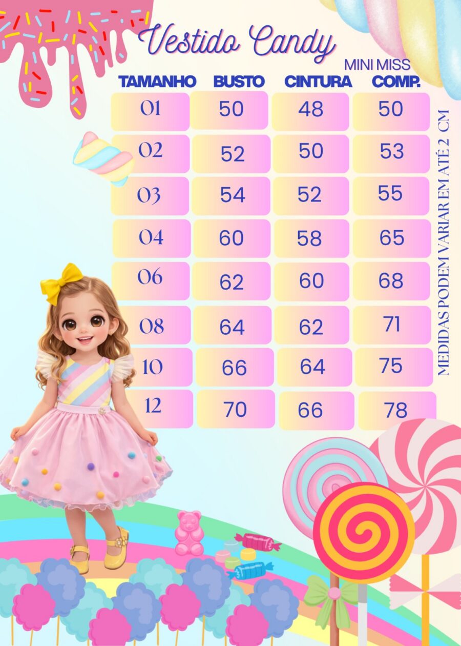 Vestido Infantil Temático Circo Candy Mini Miss Pompons