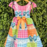 Vestido Junino Infantil Caipira Arraiá Rosa Colorido