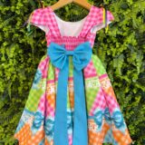 Vestido Junino Infantil Caipira Arraiá Rosa Colorido