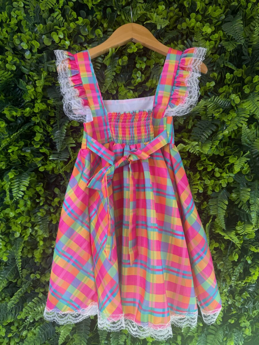 Conjunto Junino Infantil Blusa Branca Saia Xadrez Colorida