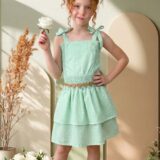 Vestido Infantil Blogueirinha Hermione Verde com Cinto