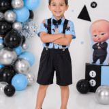 Conjunto Infantil Poderoso Chefinho Short Suspensório Camisa