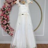 Vestido Infantil Longo Off White com Borboletas Festa
