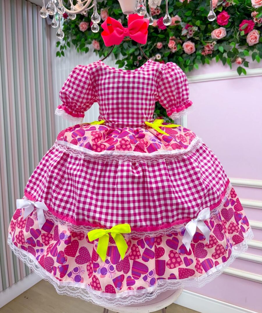Vestido Junino Infantil Mimadine Viviane Pink