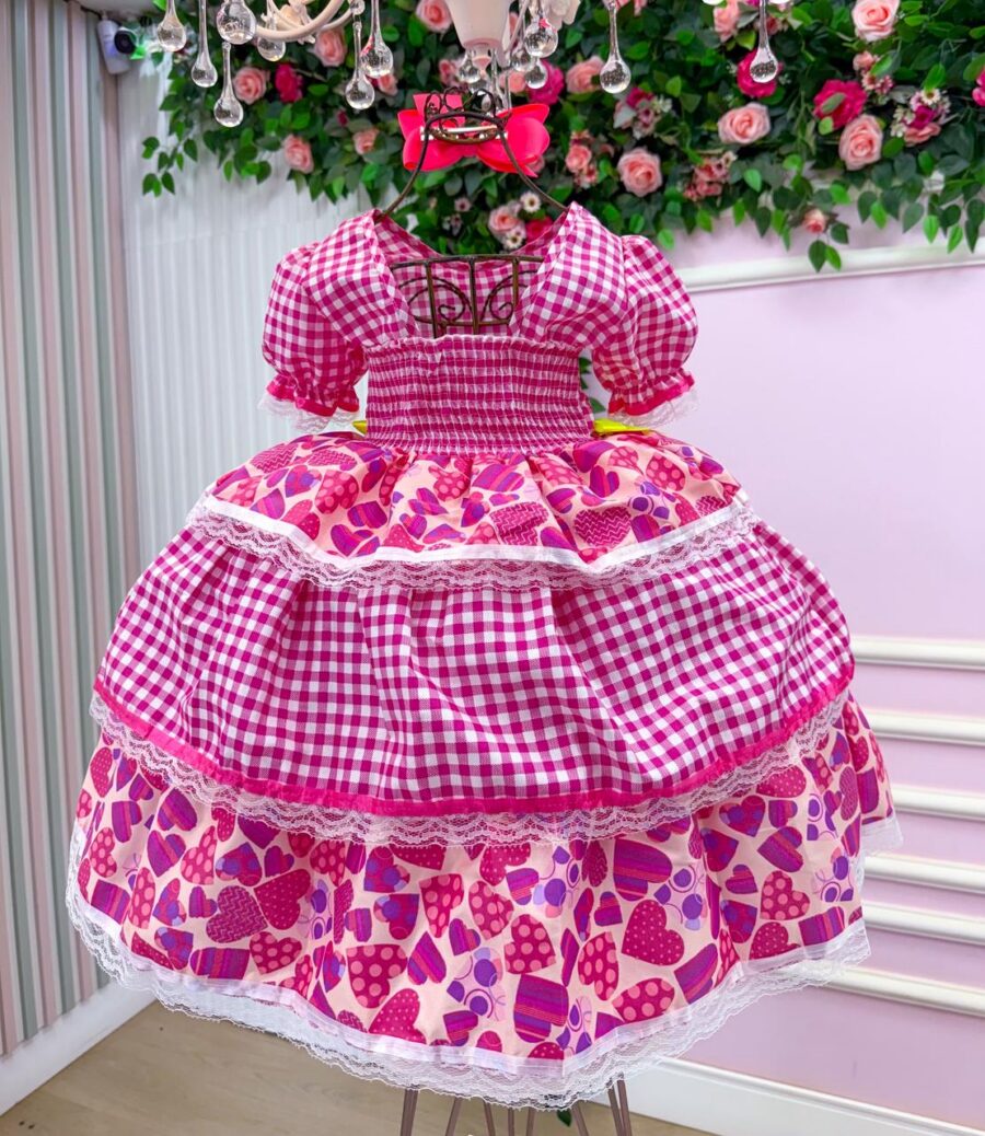 Vestido Junino Infantil Mimadine Viviane Pink