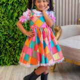Conjunto Junino Meninas Blusa Branca e Saia Xadrez Colorida