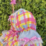 Vestido Junino Infantil Arraiá Azul Xadrez Colorido