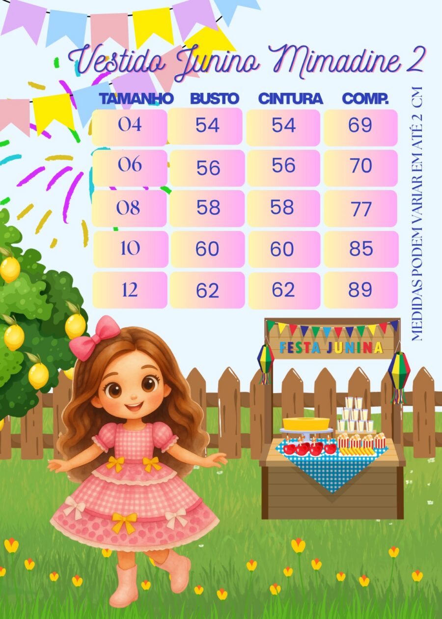 Vestido Junino Infantil Mimadine Viviane Pink