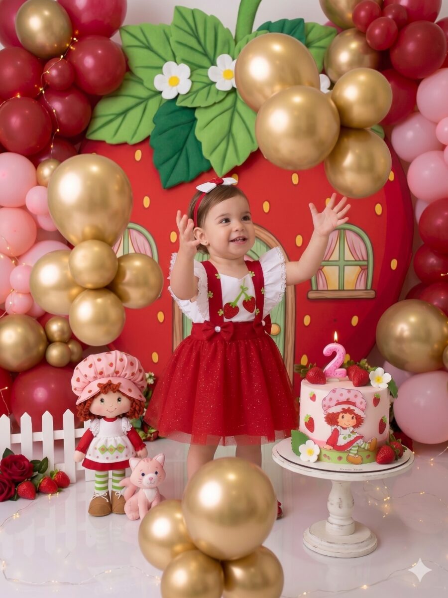Romper Vestido Infantil Belli Moranguinho Vermelho