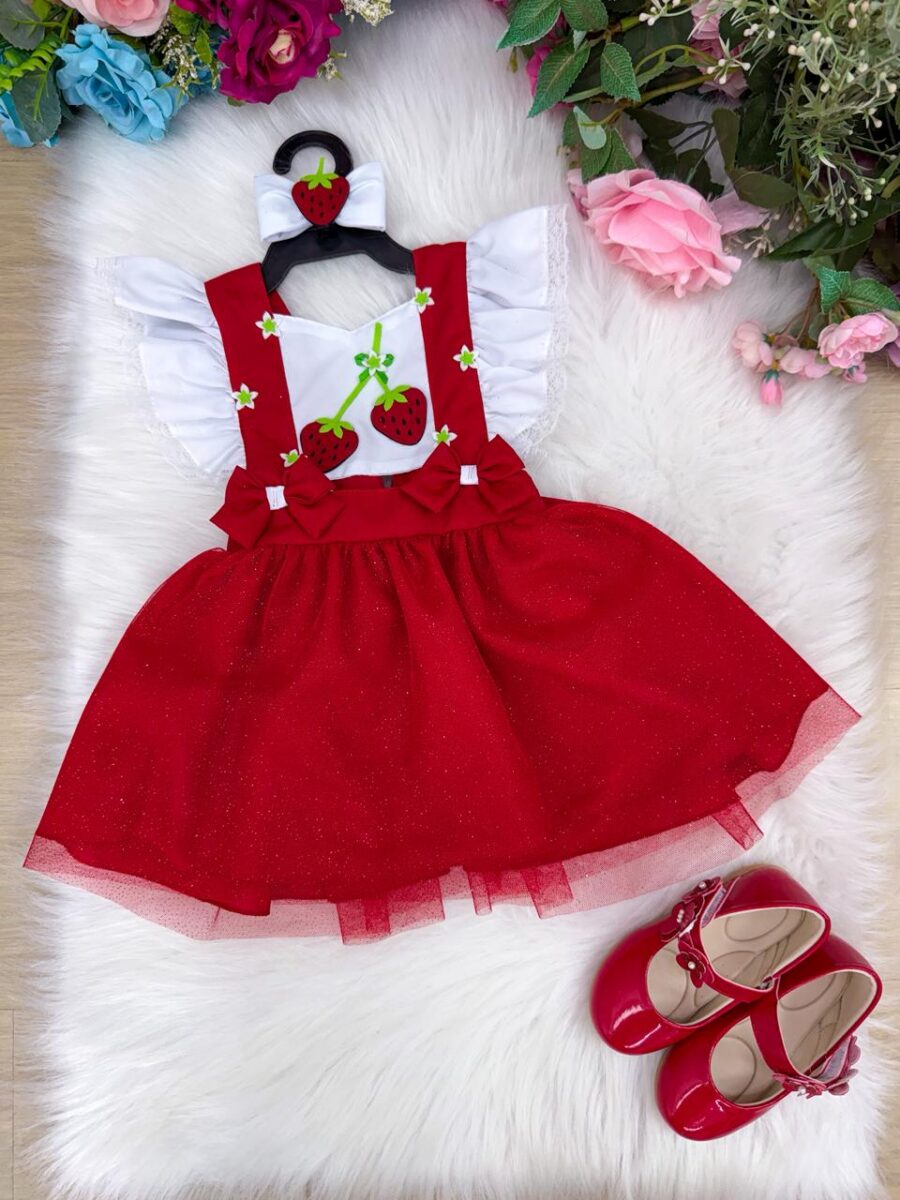 Romper Vestido Infantil Belli Moranguinho Vermelho