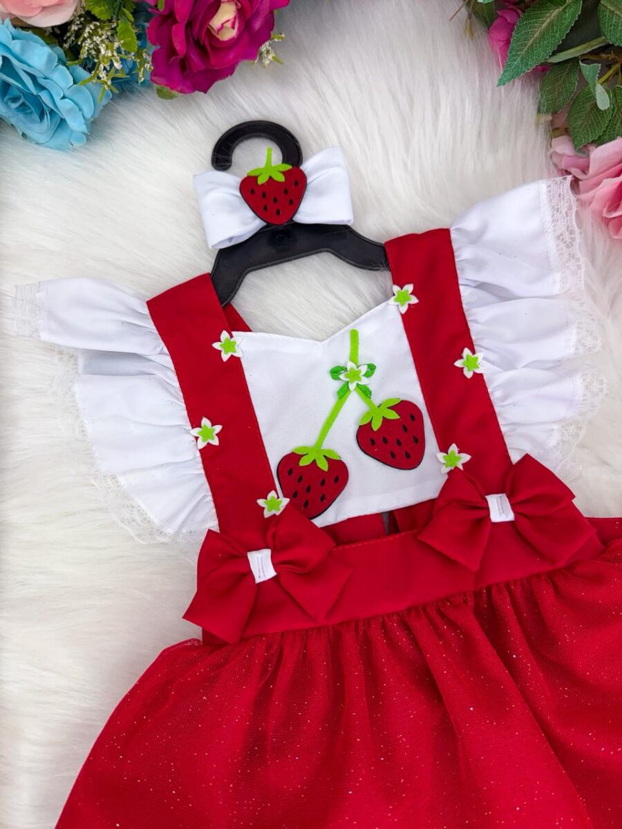 Romper Vestido Infantil Belli Moranguinho Vermelho
