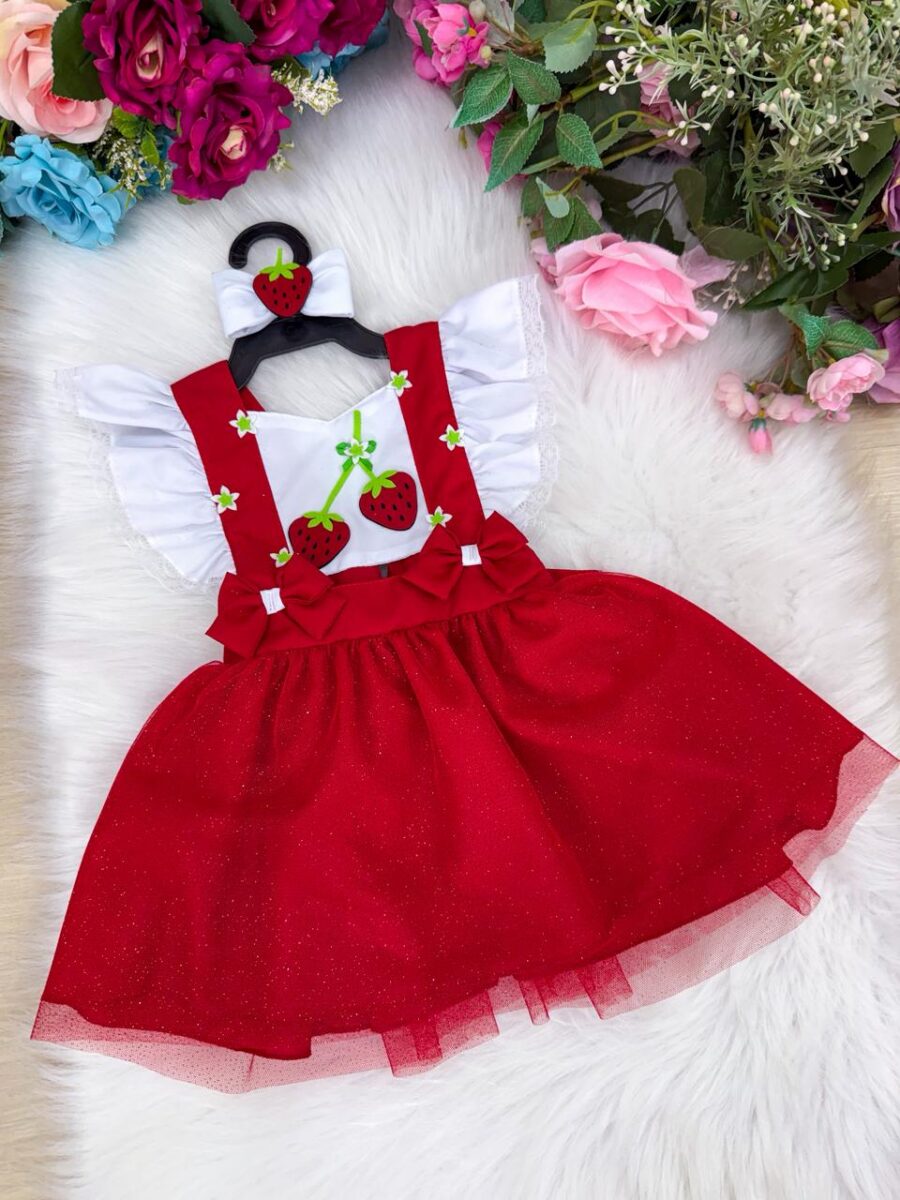 Romper Vestido Infantil Belli Moranguinho Vermelho