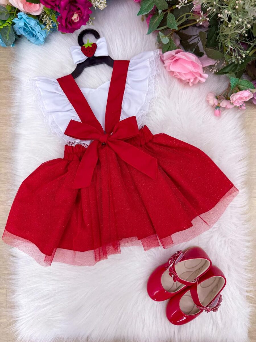Romper Vestido Infantil Belli Moranguinho Vermelho