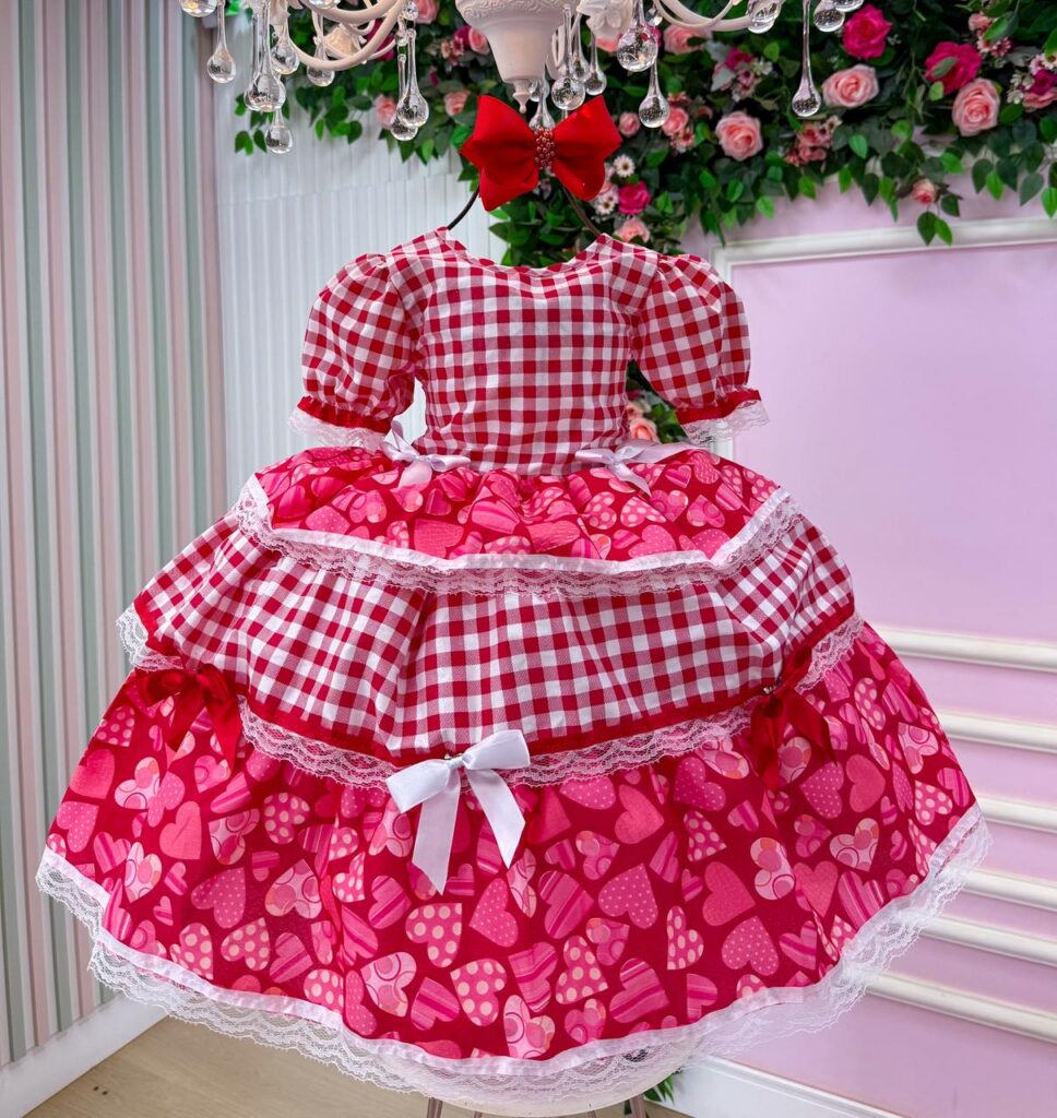Vestido Junino Infantil Mimadine Viviane Vermelho