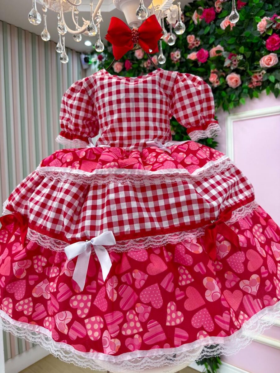 Vestido Junino Infantil Mimadine Viviane Vermelho
