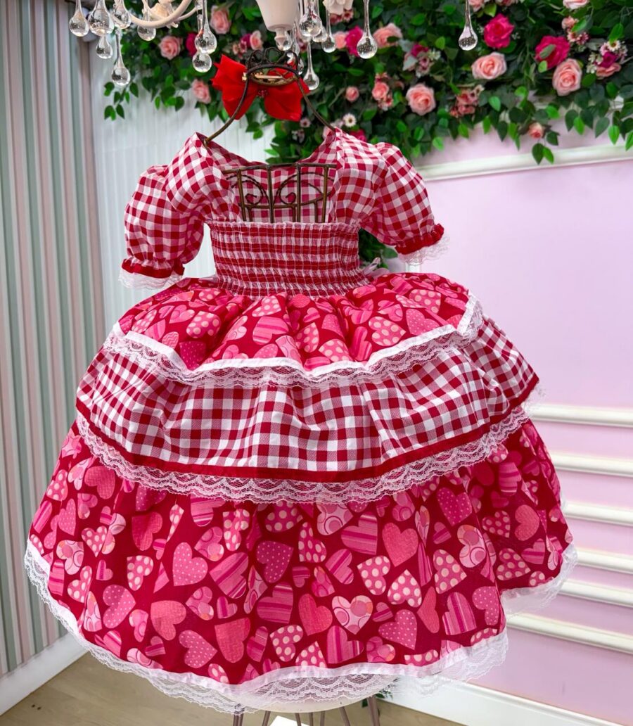 Vestido Junino Infantil Mimadine Viviane Vermelho