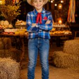 Camisa Junina Infantil Xadrez Azul com Lenço e Gravata