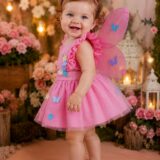 Romper Vestido Infantil Belli Jardim Encantado Rosa