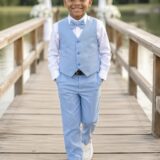 Conjunto Social Infantil Camisa Calça Colete Gravata Azul