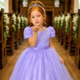 Vestido Infantil Lilás com Strass Casamento Festa 4 ao 18